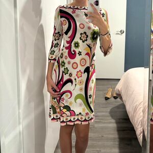 Funky print women's dress white